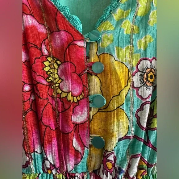 Anthropologie Me 2 Magic Floral Maxi Dress Tropical Resort-wearViscose M Summer - Picture 12 of 12